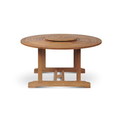 Royal 59-inch Round Teak Outdoor Dining Table with Lazy Susan and Umbrella Hole