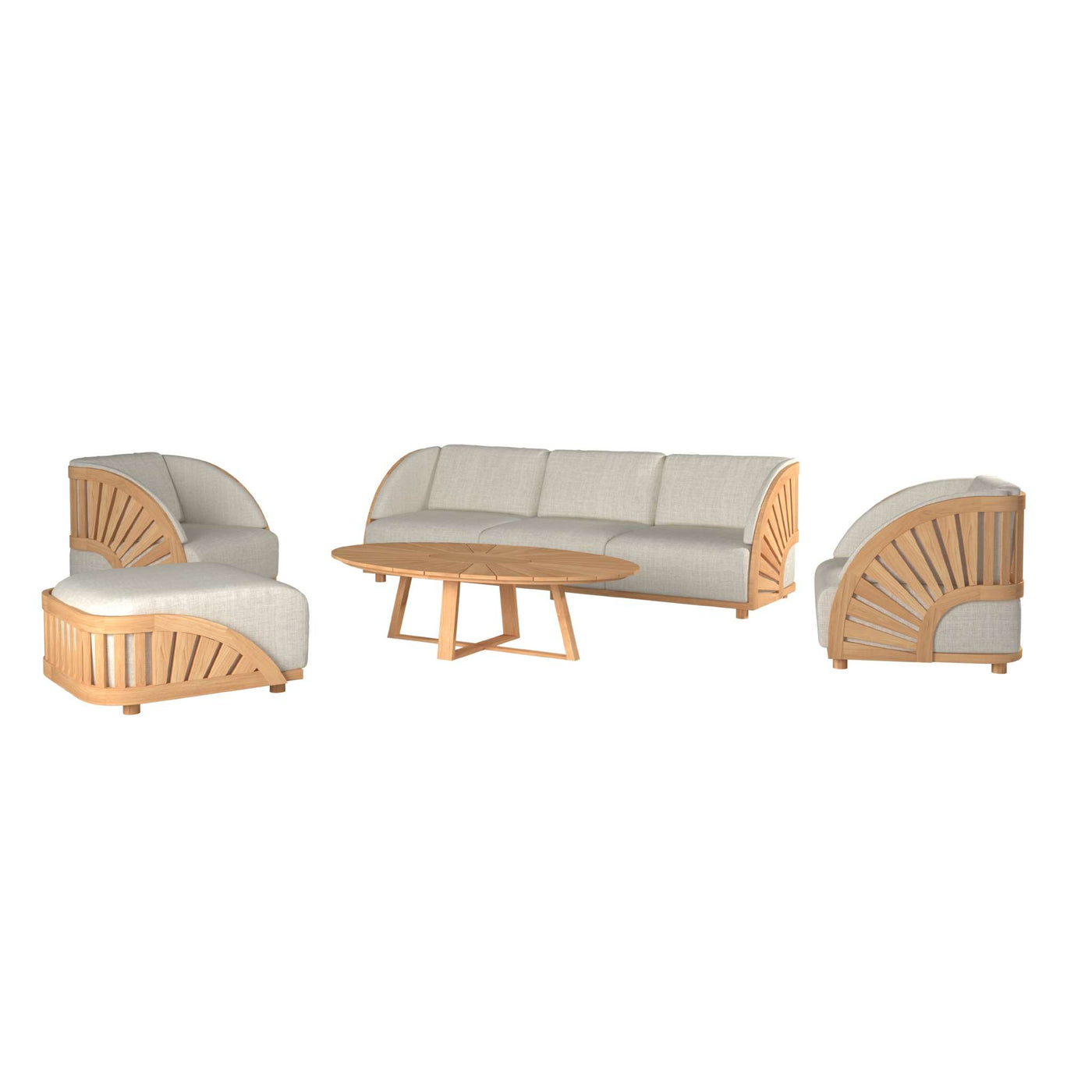 Sunburst Oval Teak Outdoor Coffee Table