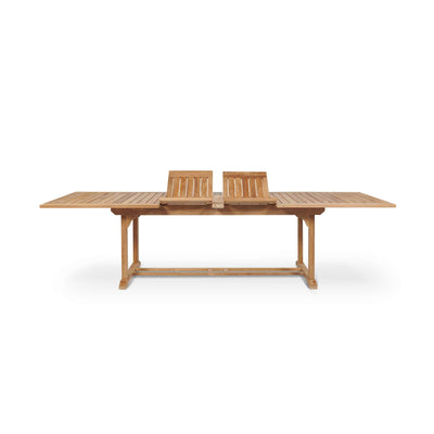 Ihland Rectangular Teak Outdoor Dining Table with Double Extensions and Umbrella Hole
