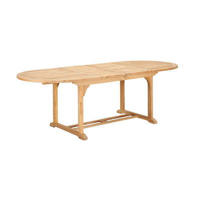 January Oval Teak Outdoor Dining Table with Double Extensions and Umbrella Hole