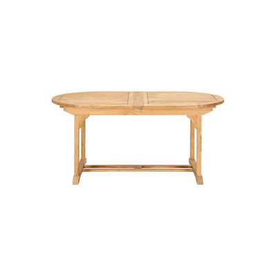 January Oval Teak Outdoor Dining Table with Double Extensions and Umbrella Hole