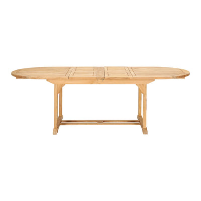 January Oval Teak Outdoor Dining Table with Double Extensions and Umbrella Hole