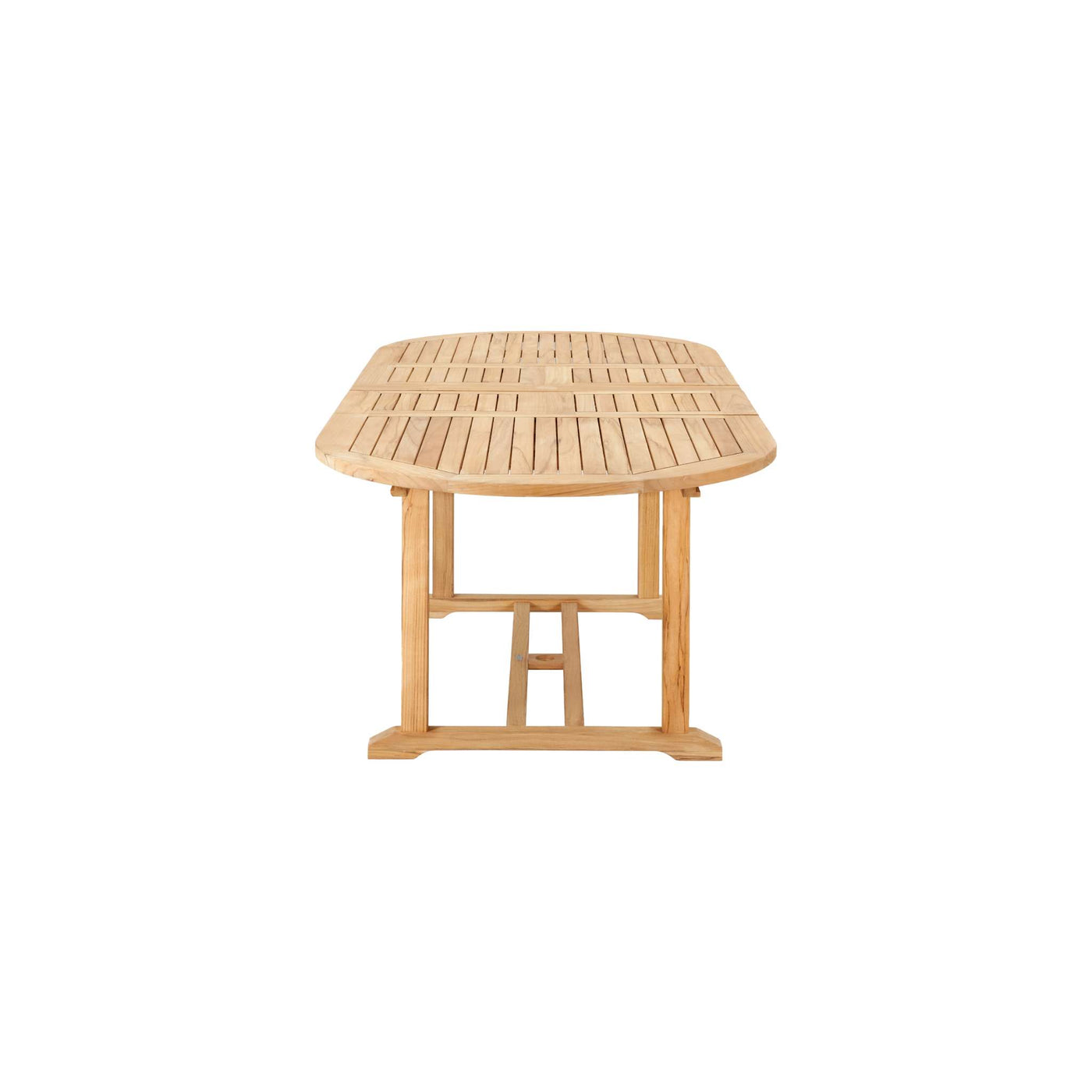 January Oval Teak Outdoor Dining Table with Double Extensions and Umbrella Hole