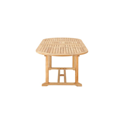 January Oval Teak Outdoor Dining Table with Double Extensions and Umbrella Hole