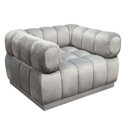 Image Low Profile Chair in Velvet w/ Brushed Silver Base by Diamond Sofa