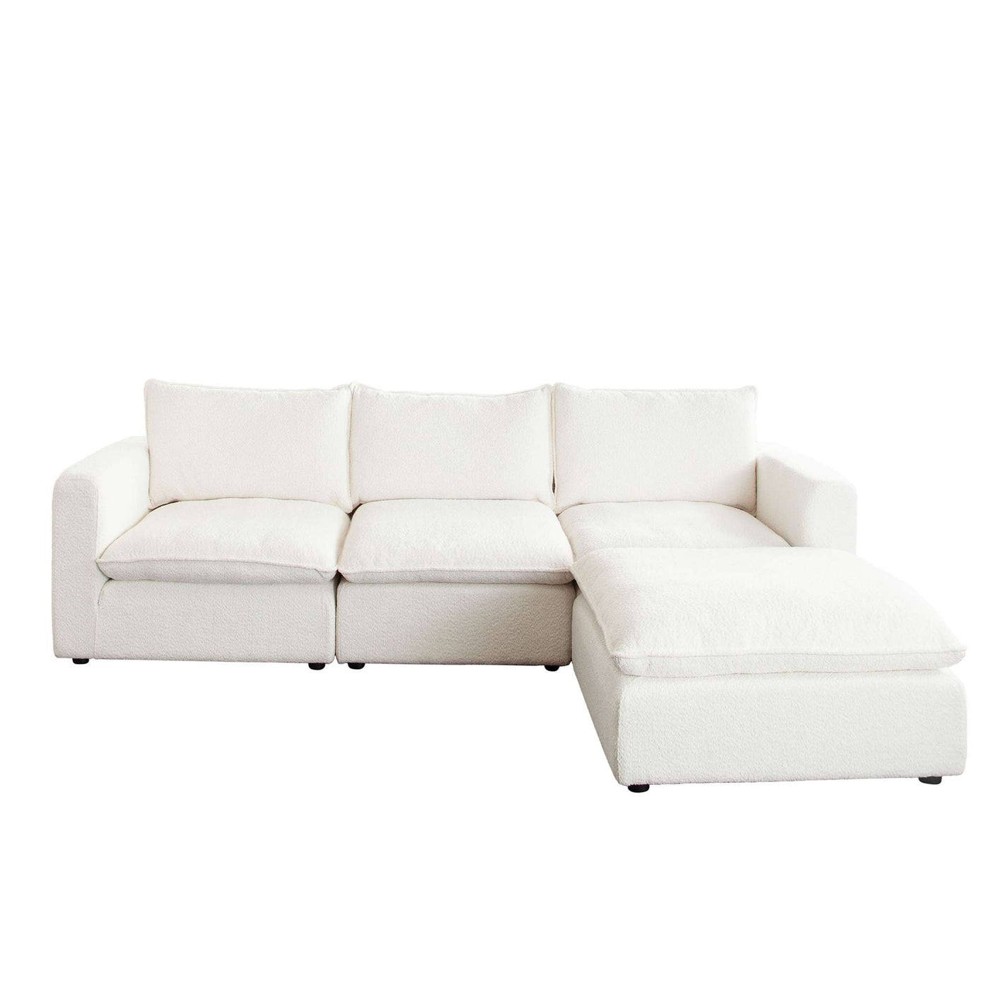 Ivy 7-Piece Dual Chaise Sectional in White Faux Shearling w/ Feather Down Seating by Diamond Sofa