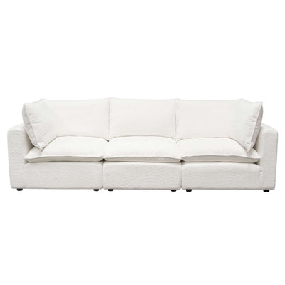 Ivy 7-Piece Dual Chaise Sectional in White Faux Shearling w/ Feather Down Seating by Diamond Sofa