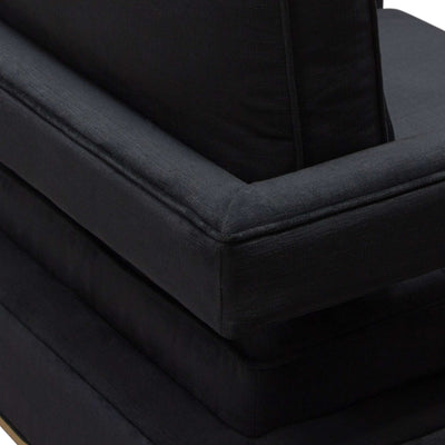 Lake Accent Chair in Black Performance Fabric w/ Brushed Gold Metal Base by Diamond Sofa