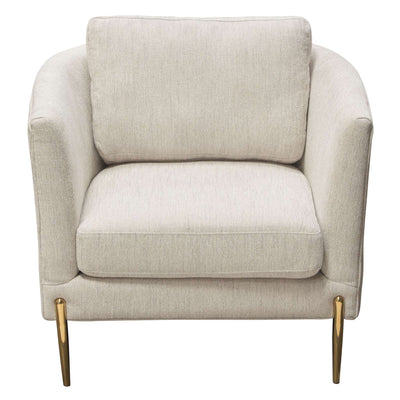 Lane Chair in Light Cream Fabric with Gold Metal Legs by Diamond Sofa