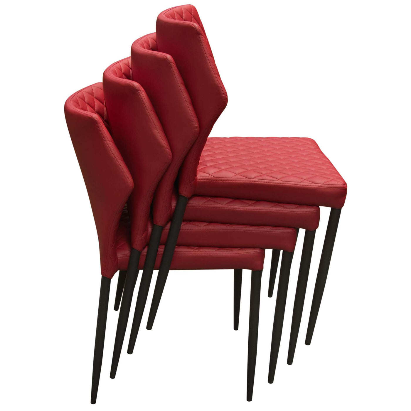 Milo 4-Pack Dining Chairs in Diamond Tufted Leatherette with Black Powder Coat Legs by Diamond Sofa