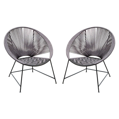 Pablo 2-Pack Accent Chairs in Black/Grey Rope w/ Black Metal Frame by Diamond Sofa