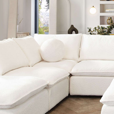 Single 14" Round Accent Pillow Ball in White Faux Shearling by Diamond Sofa