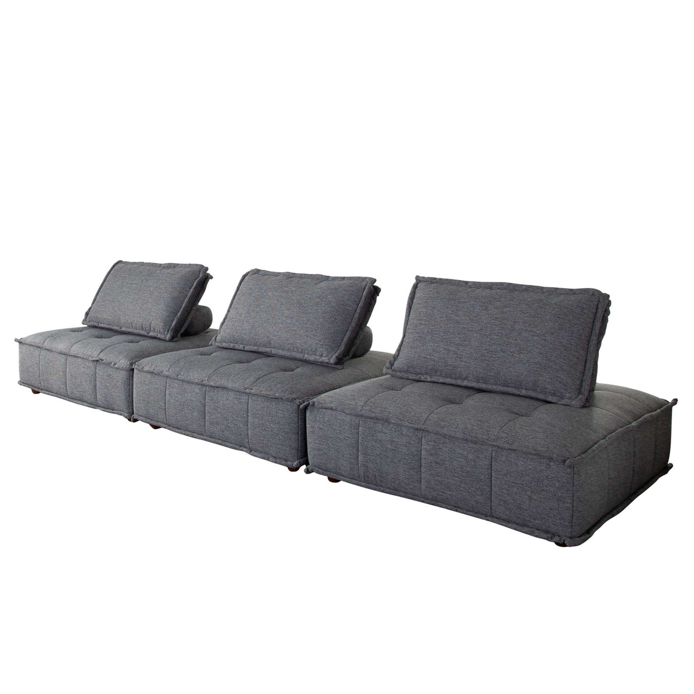 Platform 5-Piece Square Modular Lounger by Diamond Sofa in Light Sand Fabric w/ Bolstered, Non-Skid Backrest