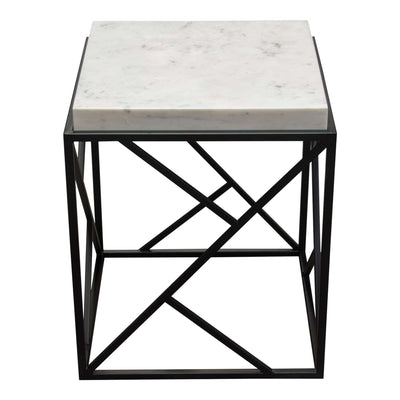 Plymouth Square Accent Table w/ Genuine Grey Marble Top & Black Metal Base by Diamond Sofa