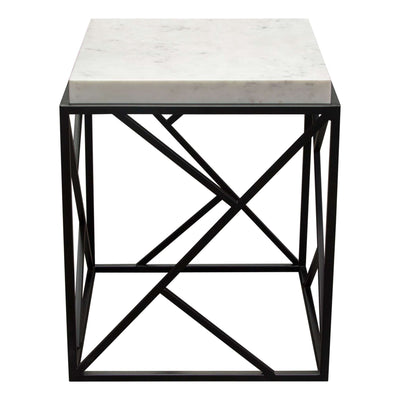 Plymouth Square Accent Table w/ Genuine Grey Marble Top & Black Metal Base by Diamond Sofa