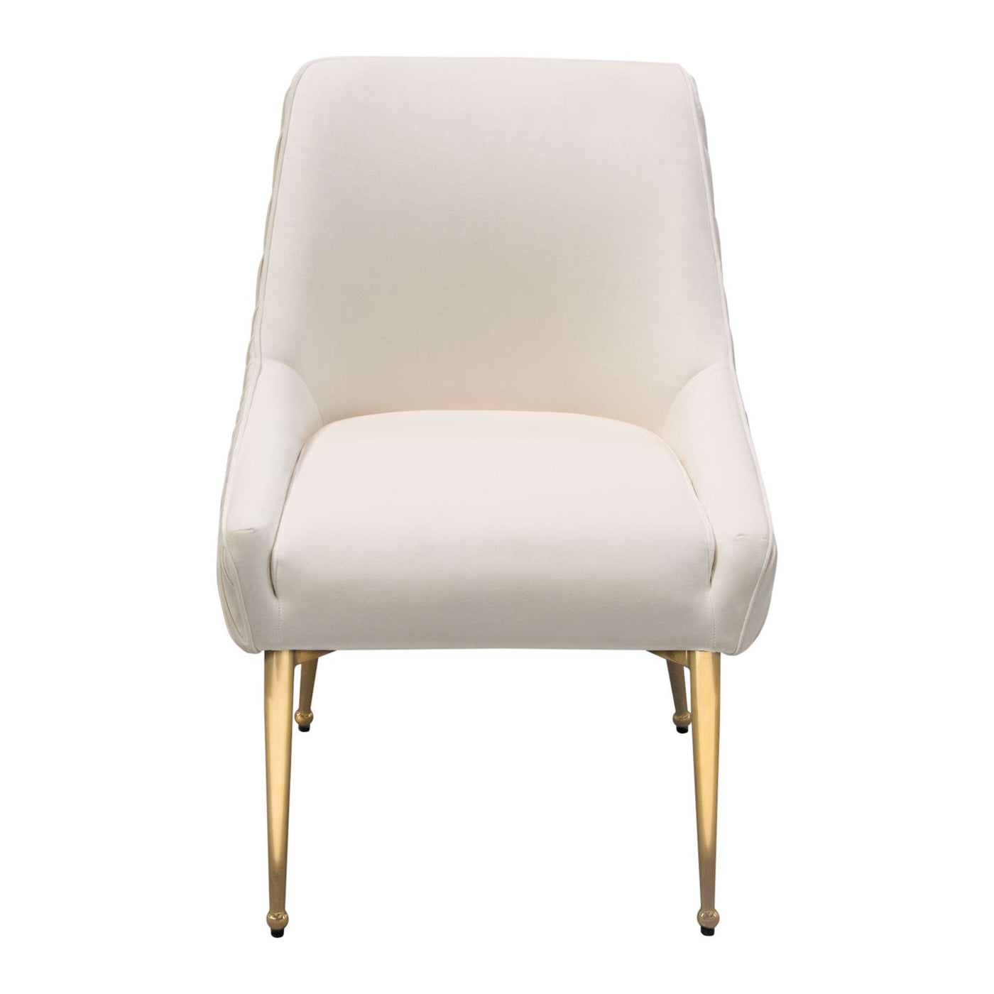 Set of (2) Quinn Dining Chairs w/ Vertical Outside Pleat Detail and Contoured Arm in Grey Velvet w/ Brushed Gold Metal Leg by Diamond Sofa