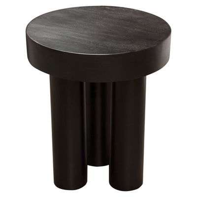 Rune Accent Table w/ Solid Acacia Wood Top & Iron Leg Base in Black Finish by Diamond Sofa
