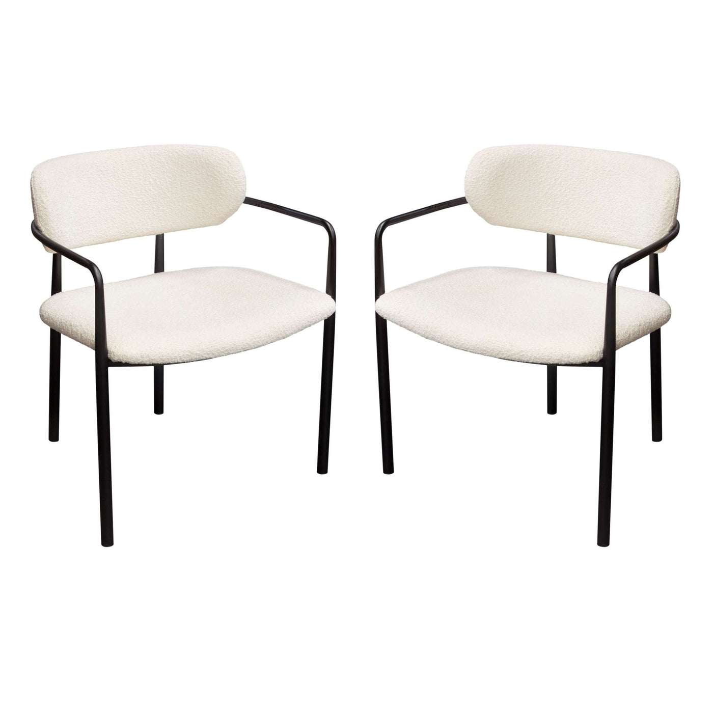 Set of (2) Skyler Counter Height Chairs in Ivory Boucle Fabric w/ Black Metal Frame by Diamond Sofa