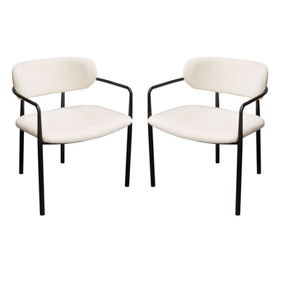 Set of (2) Skyler Counter Height Chairs in Ivory Boucle Fabric w/ Black Metal Frame by Diamond Sofa