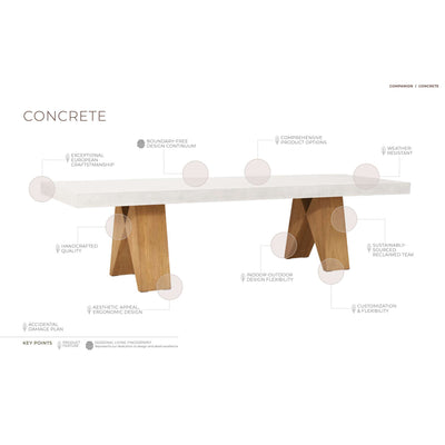 Clip Teak and Concrete Dining Table - 118"
