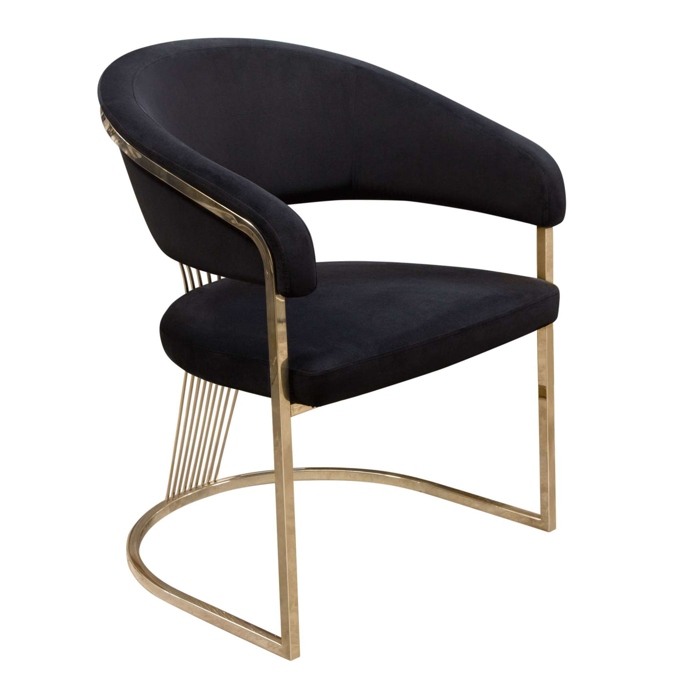 Solstice Dining Chair in Cream Velvet w/ Polished Gold Metal Frame by Diamond Sofa