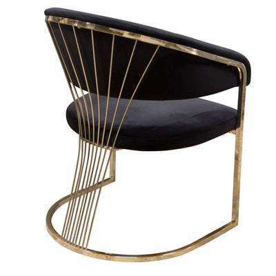 Solstice Dining Chair in Cream Velvet w/ Polished Gold Metal Frame by Diamond Sofa