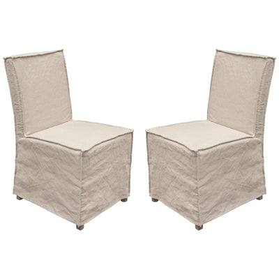 Sonoma 2-Pack Dining Chairs with Wood Legs and Sand Linen Removable Slipcover by Diamond Sofa