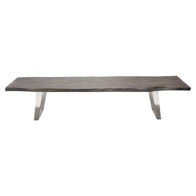 Titan Solid Acacia Wood Accent Bench in Espresso Finish w/ Silver Metal Inlay & Base by Diamond Sofa