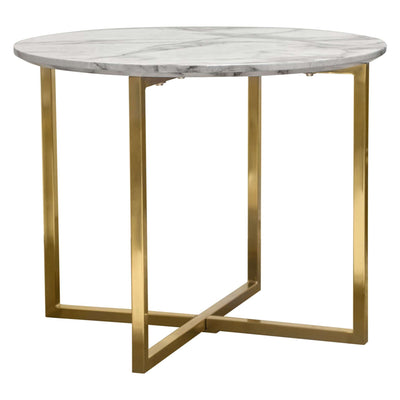 Vida 24" Round End Table w/ Faux Marble Top and Brushed Gold Metal Frame by Diamond Sofa