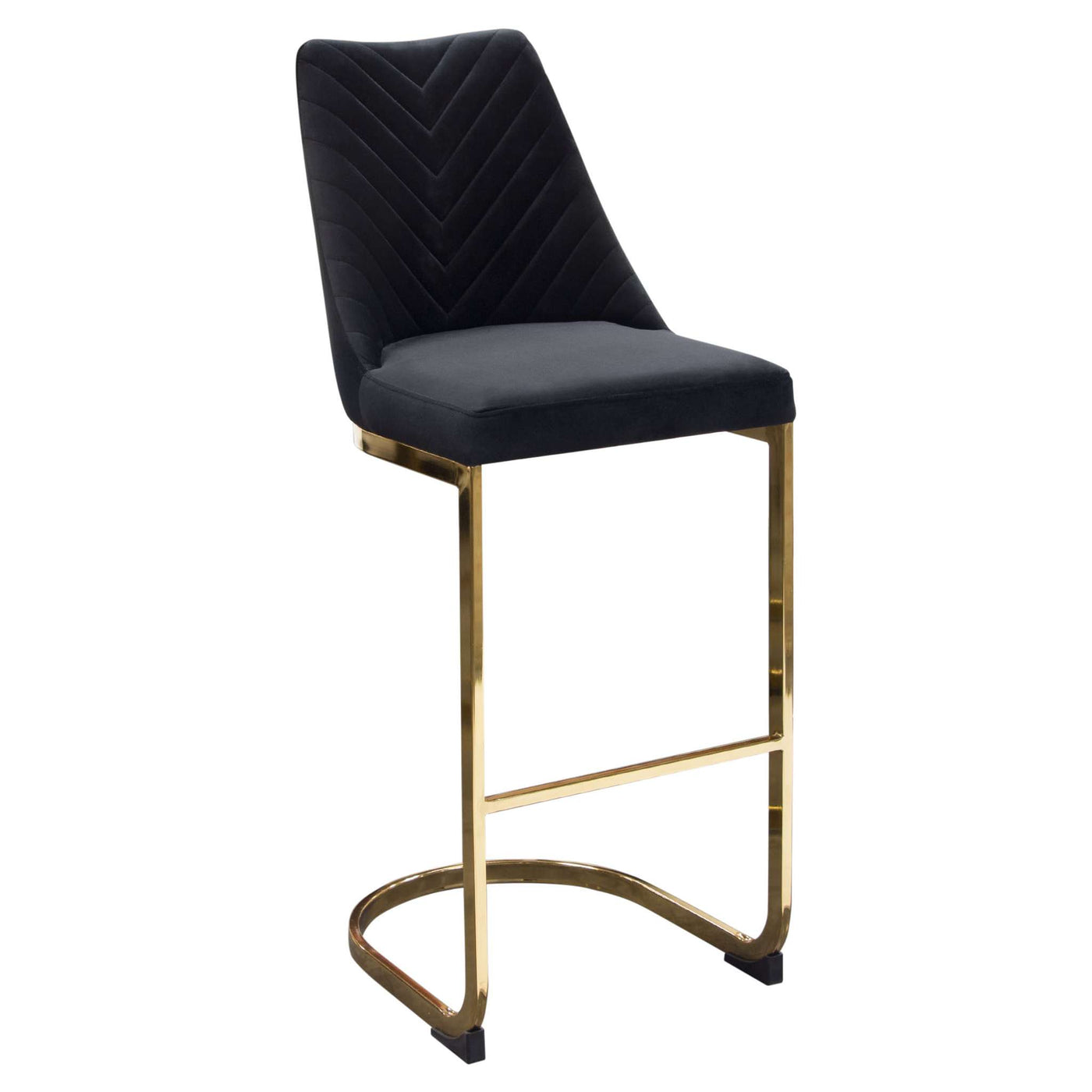 Vogue Set of (2) Bar Height Chairs with Polished Gold Metal Base by Diamond Sofa