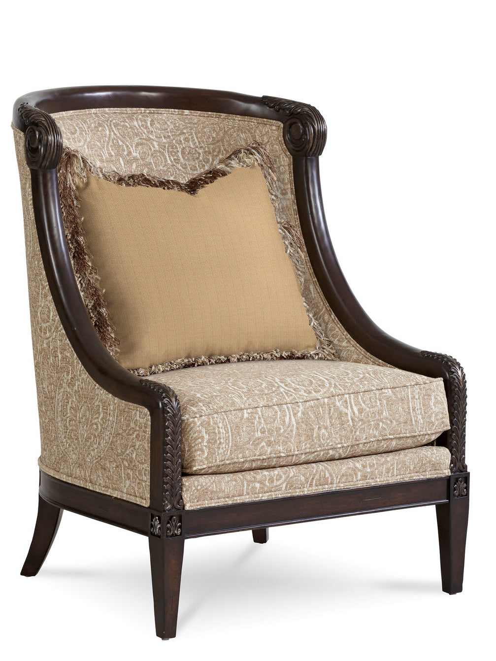 Giovanna Azure Carved Wood Accent Chair