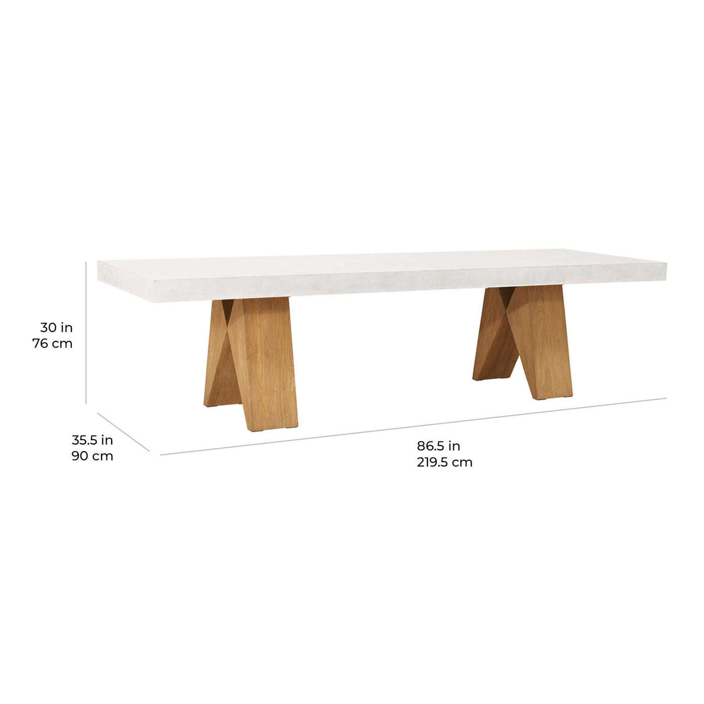 Clip Teak and Concrete Dining Table - 87"