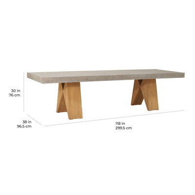 Clip Teak and Concrete Dining Table - 118"