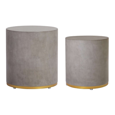 Linea Ring Accent Table Set, Gray/Gold