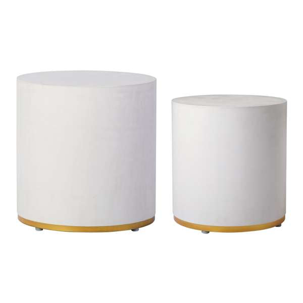Linea Ring Accent Table Set, Gray/Gold