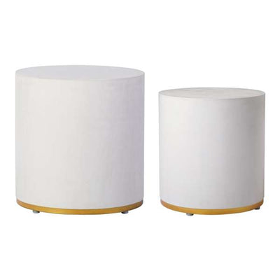 Linea Ring Accent Table Set, Gray/Gold