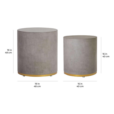 Linea Ring Accent Table Set, Gray/Gold