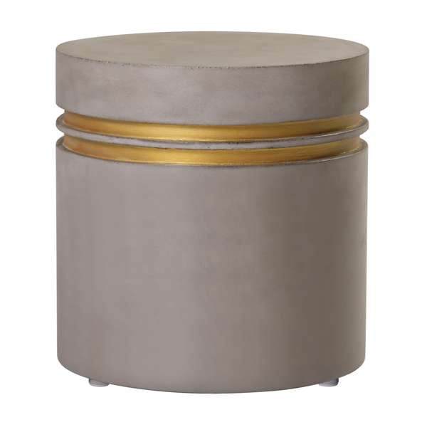 Santori Double Ring Accent Table Short, Gray/Gold