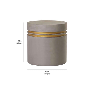 Santori Double Ring Accent Table Short, Gray/Gold
