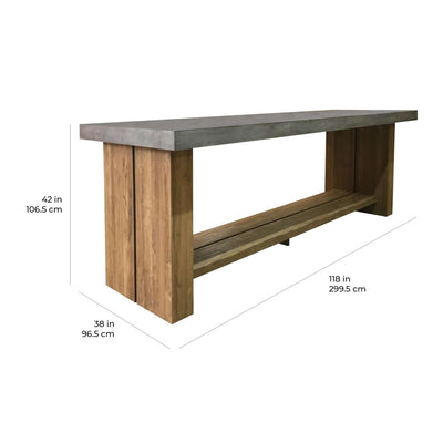 Mykonos Teak and Concrete Bar Table
