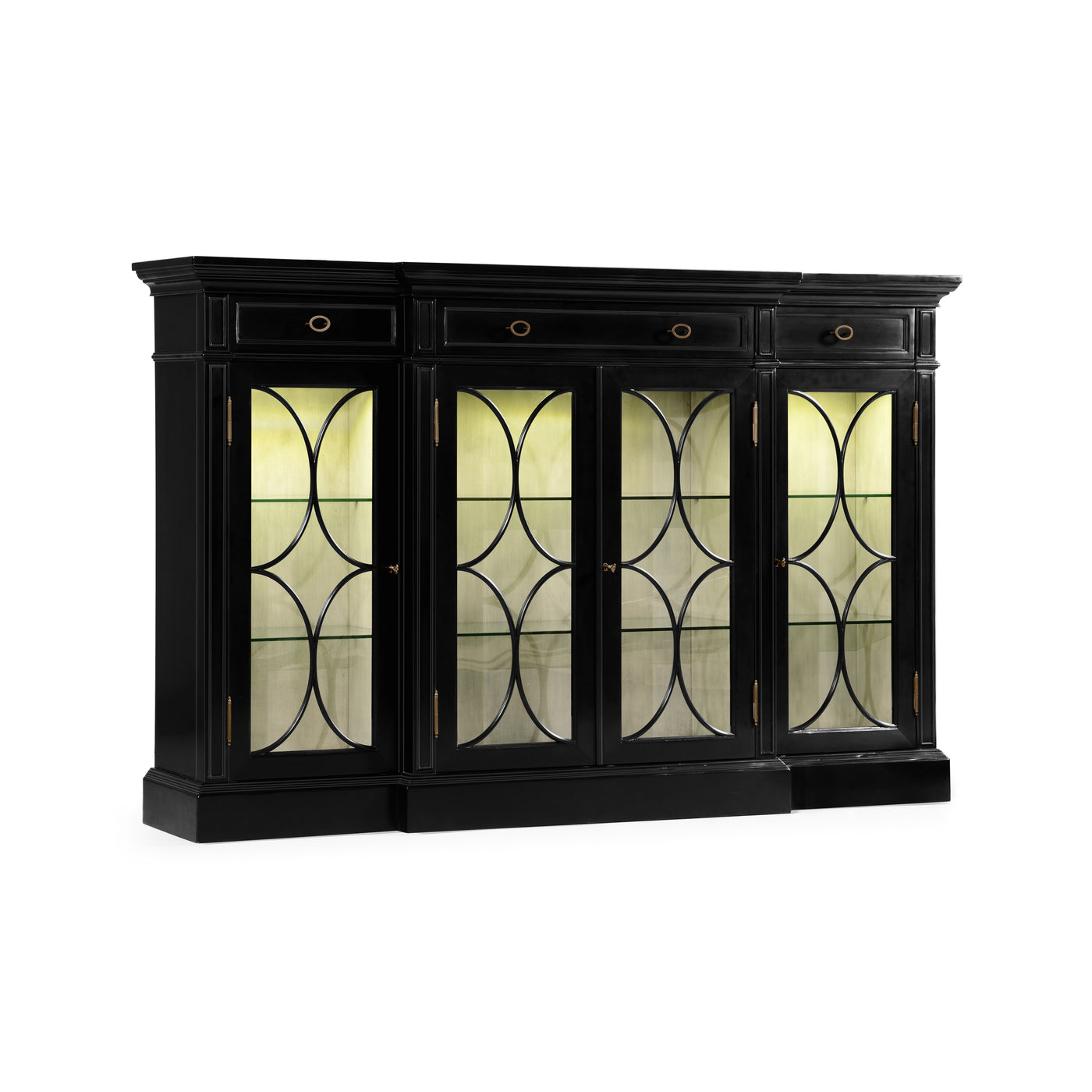 Breakfront Black Display Cabinet