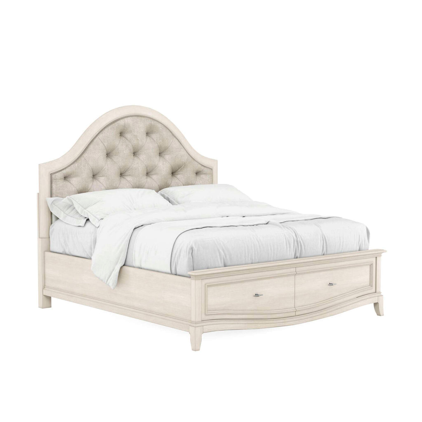 Starlite Ivory King Upholstered Panel Bed with Storage
