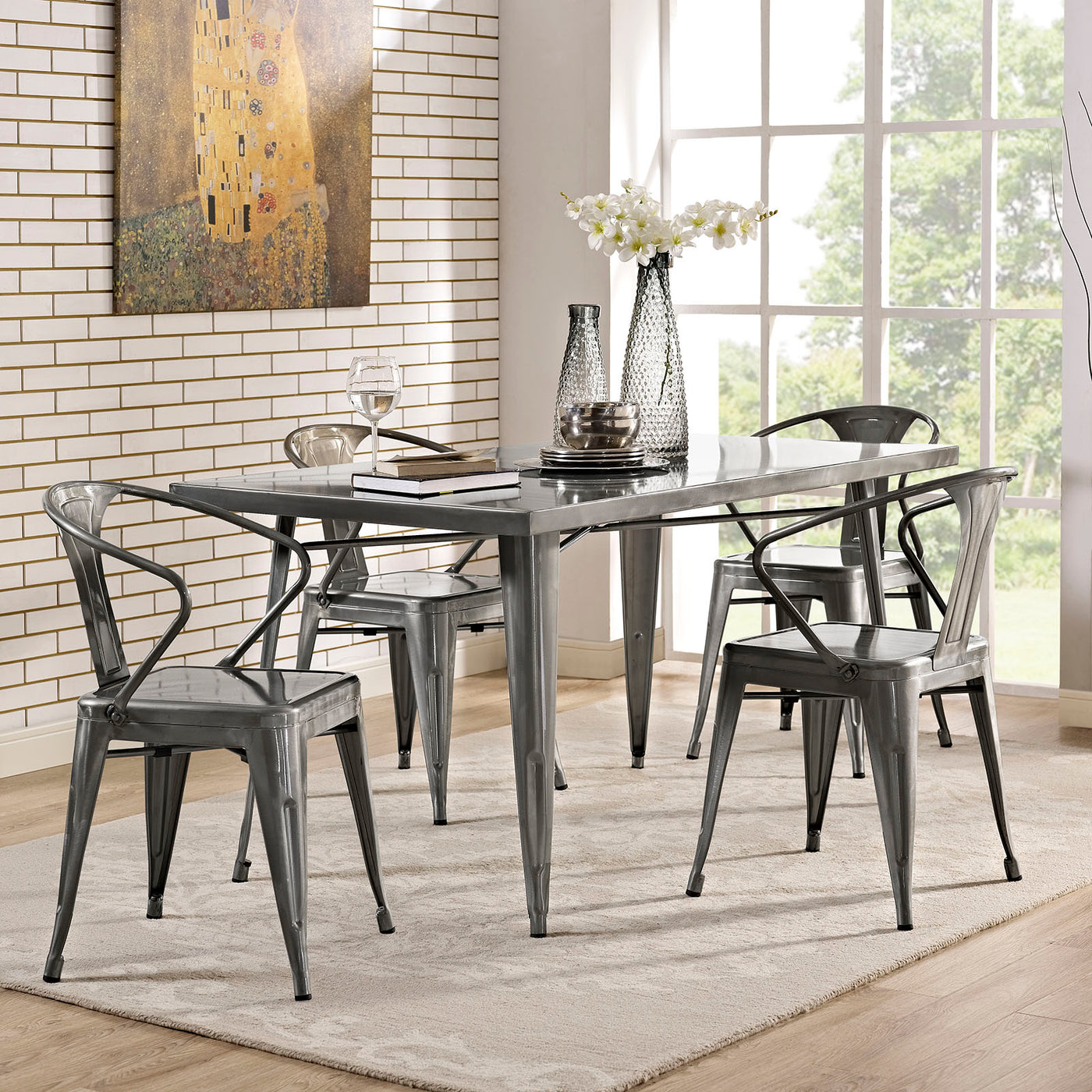 Alacrity Rectangle Metal Dining Table