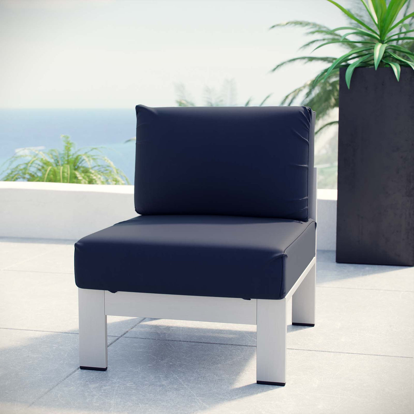 Shore Armless Outdoor Patio Aluminum Chair