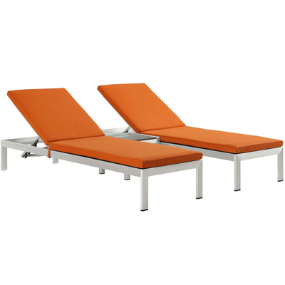 Shore 3 Piece Outdoor Patio Aluminum Chaise with Cushions