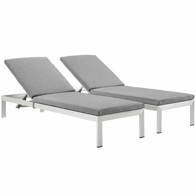 Shore Chaise with Cushions Outdoor Patio Aluminum Set of 2