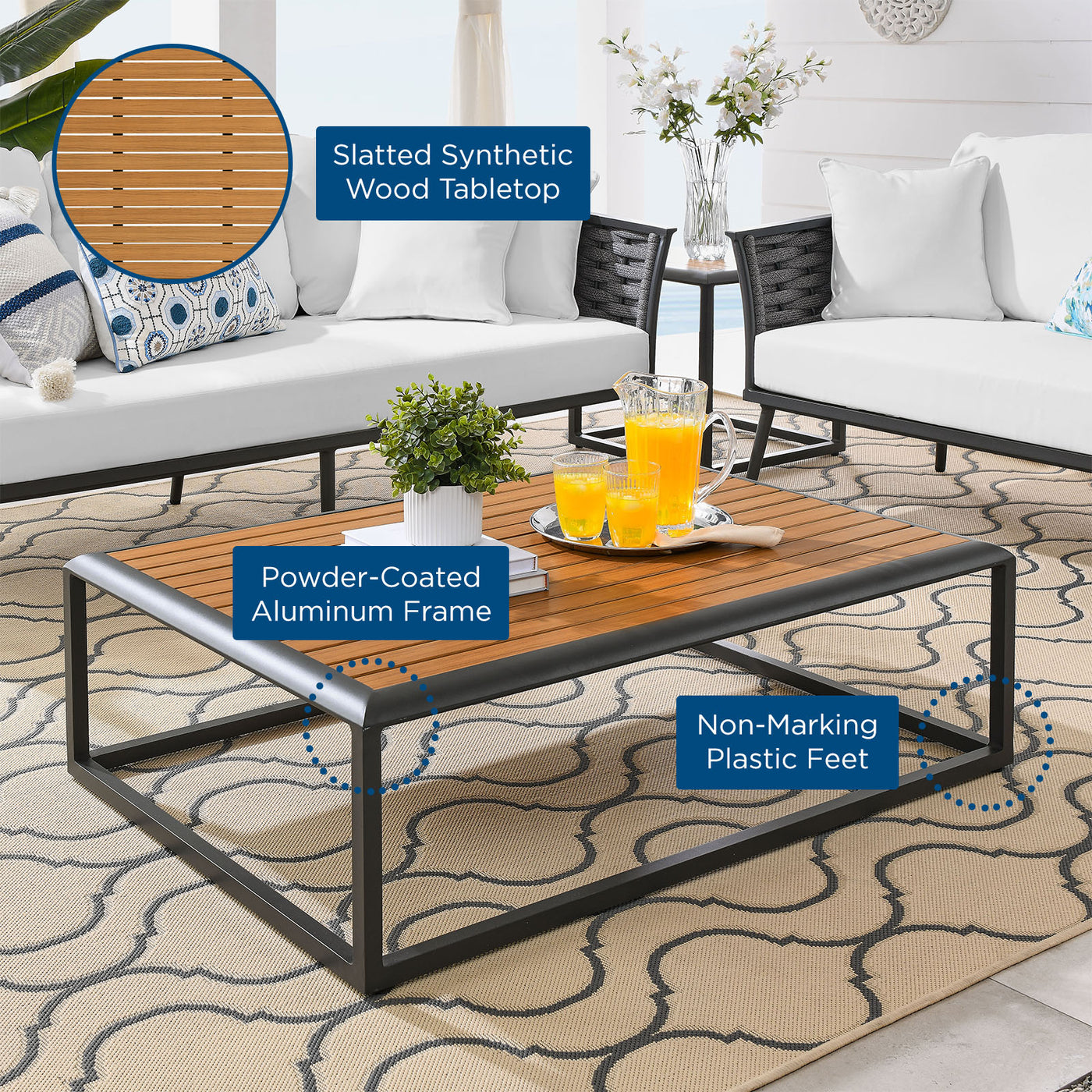 Stance Outdoor Patio Aluminum Coffee Table