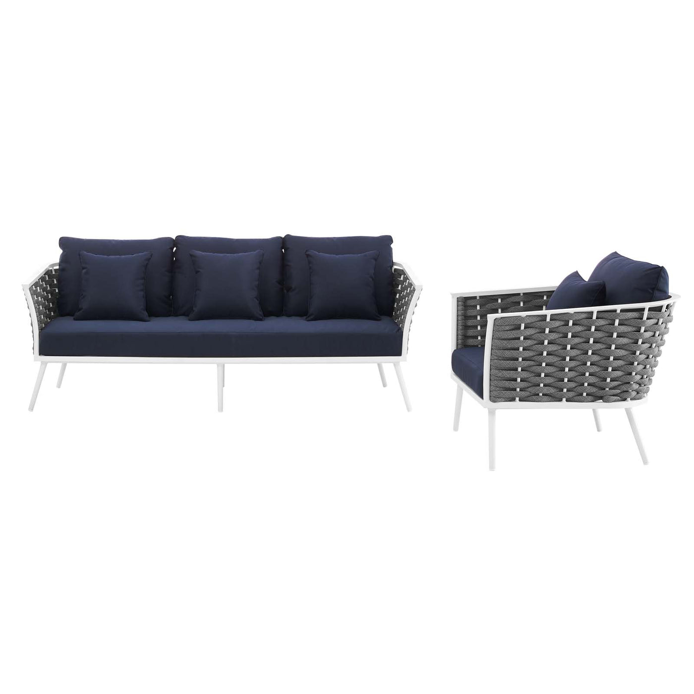 Stance 2 Piece Outdoor Patio Aluminum Sectional Sofa Set