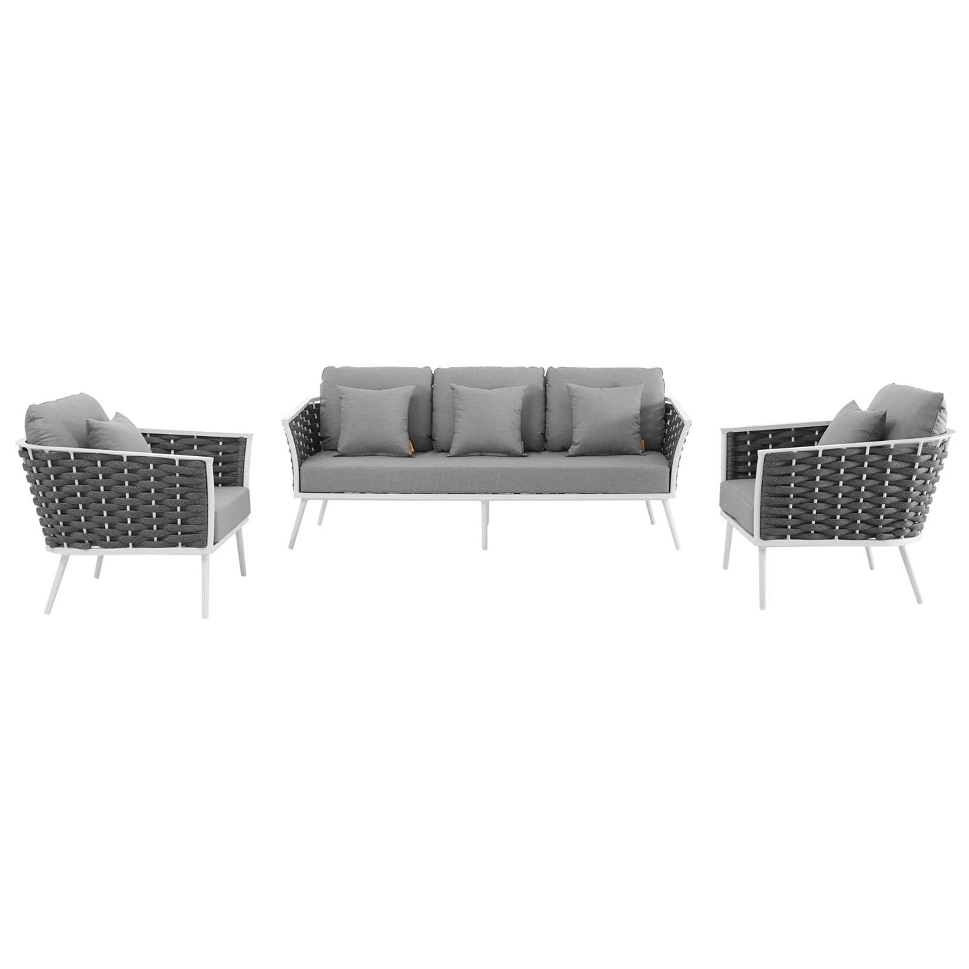 Stance 3 Piece Outdoor Patio Aluminum Sectional Sofa Set