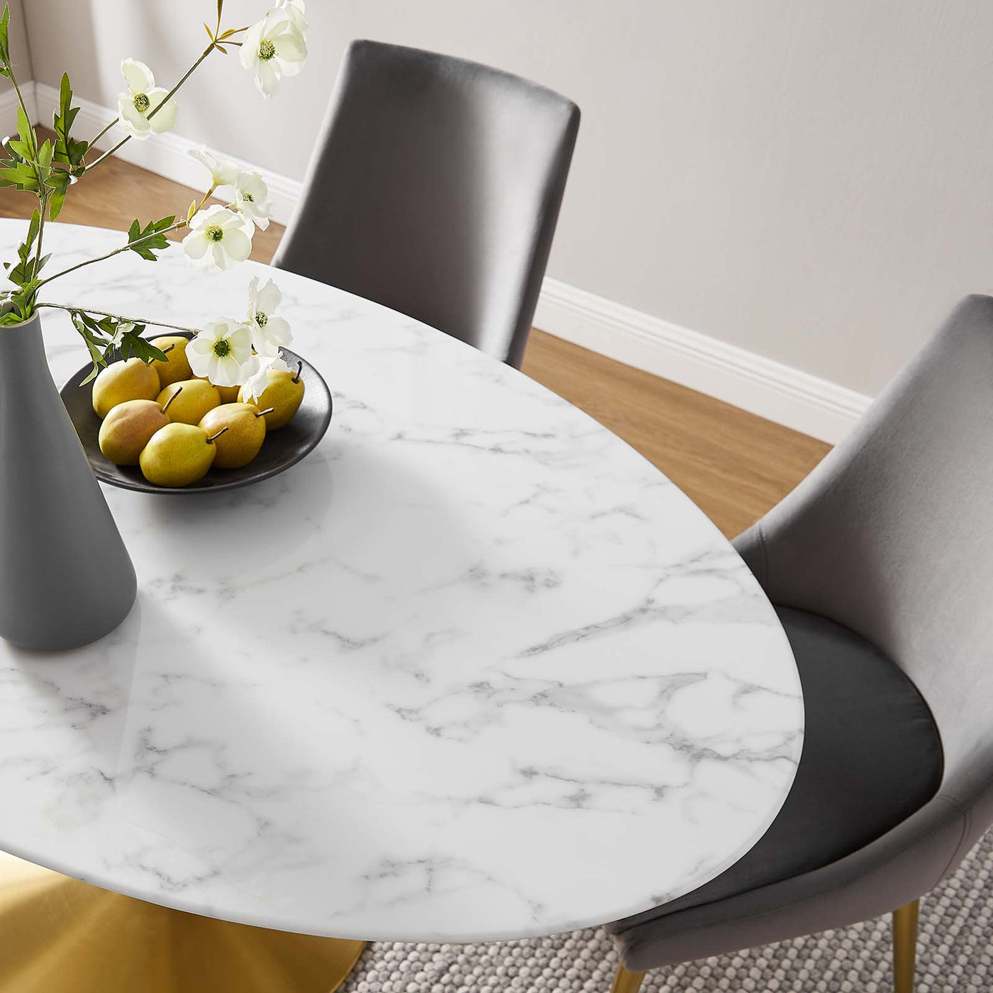 Lippa 60" Oval Artificial Marble Dining Table